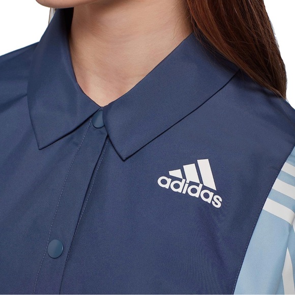 NWT Adidas Originals White 3-Stripes Coaches Jacket in Dual Blue Tones MSRP$65💙 - Picture 6 of 16